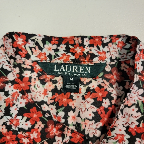 Ralph Lauren Button Up Top Pink Floral Ditsy Print Long Sleeve Women's Size M - Picture 3 of 6